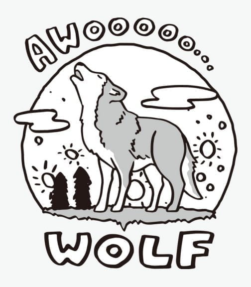 Wolfsgeheul in einer Vollmondnacht / Zeichnung