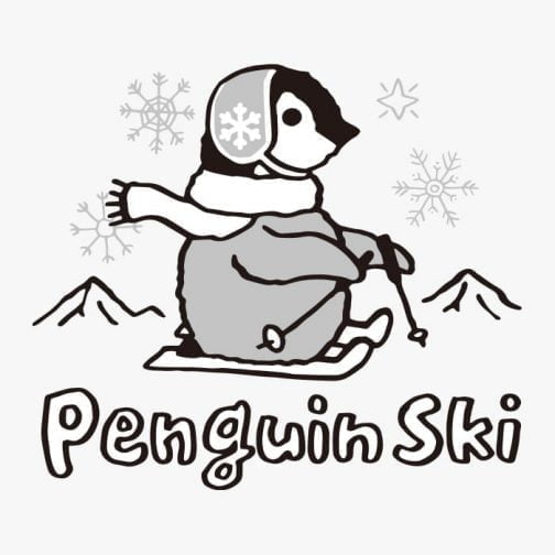 Pinguin Skifahren / Zeichnung
