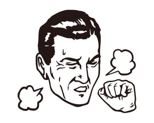 Hombre tosiendo con mascarilla / Dibujo
