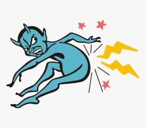 The devil is poked in the ass