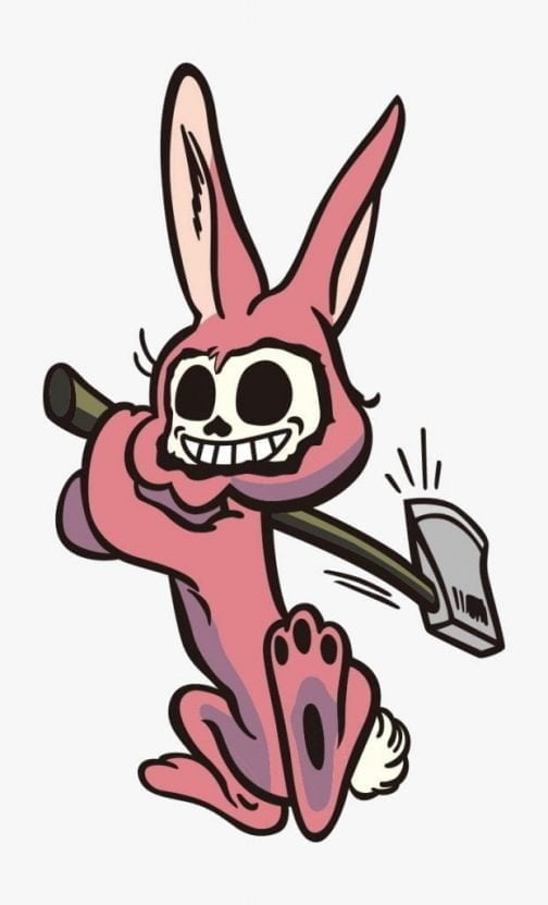 Totenkopf Charakter / Kaninchen Kostüm mit Axt