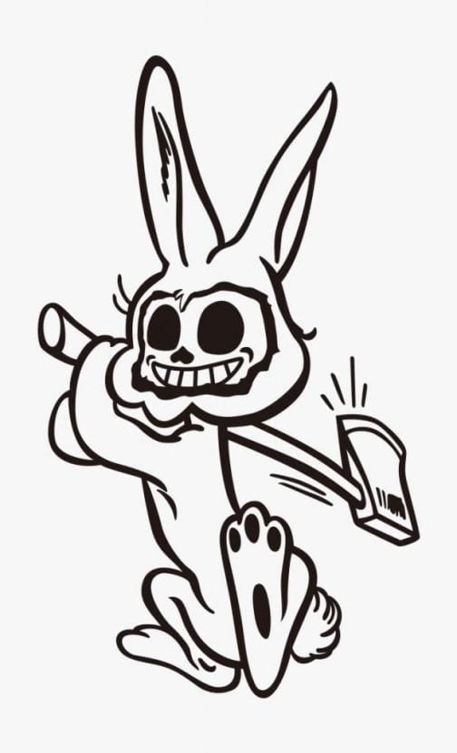 Totenkopf Charakter / Kaninchen Kostüm mit Axt