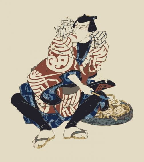 市川海老蔵 歌舞伎 日本の浮世絵 歌川国貞作 イラスト