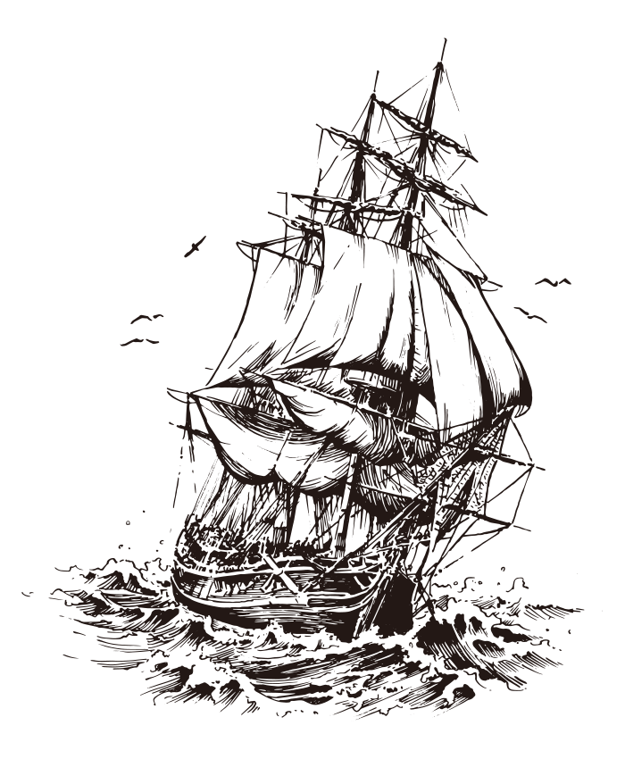 Clipper Ship Line Drawing
