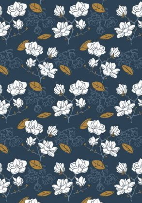 Padrão floral de Magnólia / Desenho