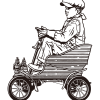 Boy riding a antique toy car / Drawing - Image 2