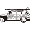 Carro velho com prancha de surf / Desenho - Image 3