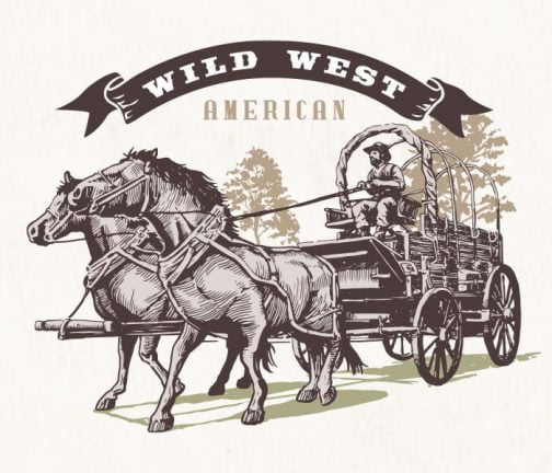 Western-Cowboy-Kutsche / Zeichnung