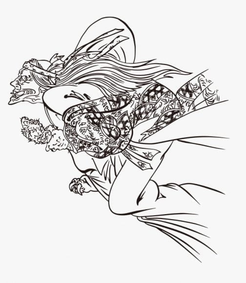 Yokai odbiera demonowi rękę / japońskie ukiyo-e autorstwa Yokutoshi