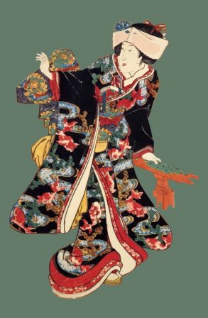 Kimono ukiyo-e japonesa por Utagawa Kuniyoshi