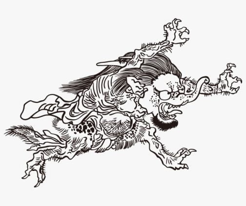 Japanische Yokai-/Dämonen-Zeichnung von Kawanabe Kyosai