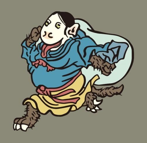 Japanische Yokai-/Dämonen-Zeichnung von Kawanabe Kyosai
