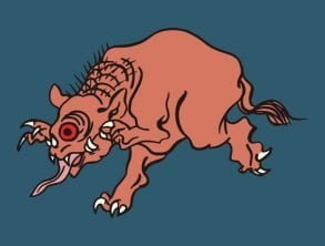 Japanese Yokai / Demon Drawing by Kawanabe Kyosai