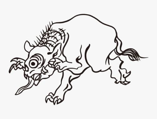 Disegno giapponese di Yokai / Demone di Kawanabe Kyosai