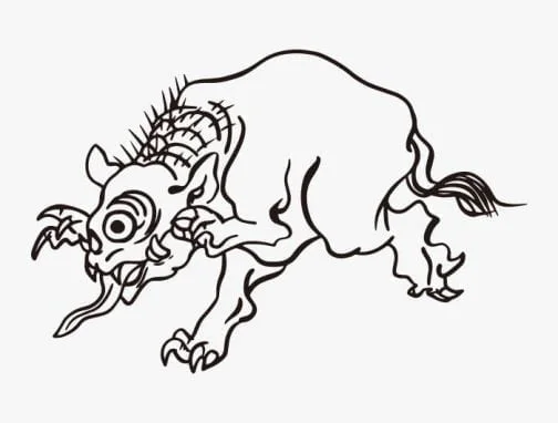Yokai japonês / Desenho Demoníaco por Kawanabe Kyosai