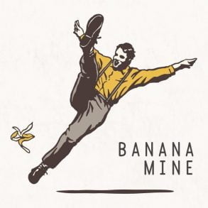 Homme marchant sur une banane et glissant / Dessin