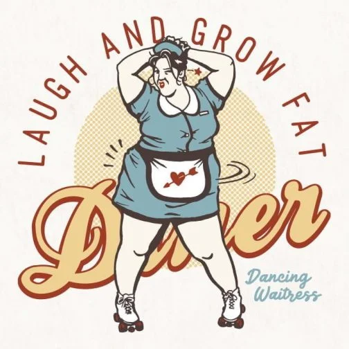 Dancing waitress 02 / Fat woman / Drawing