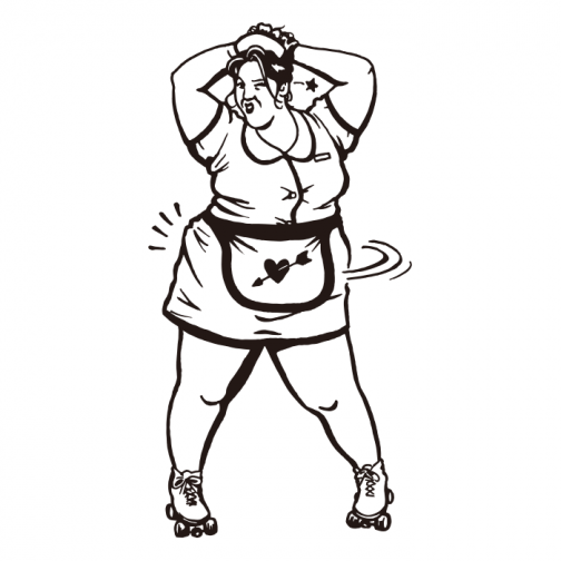 Dancing waitress 02 / Fat woman / Drawing