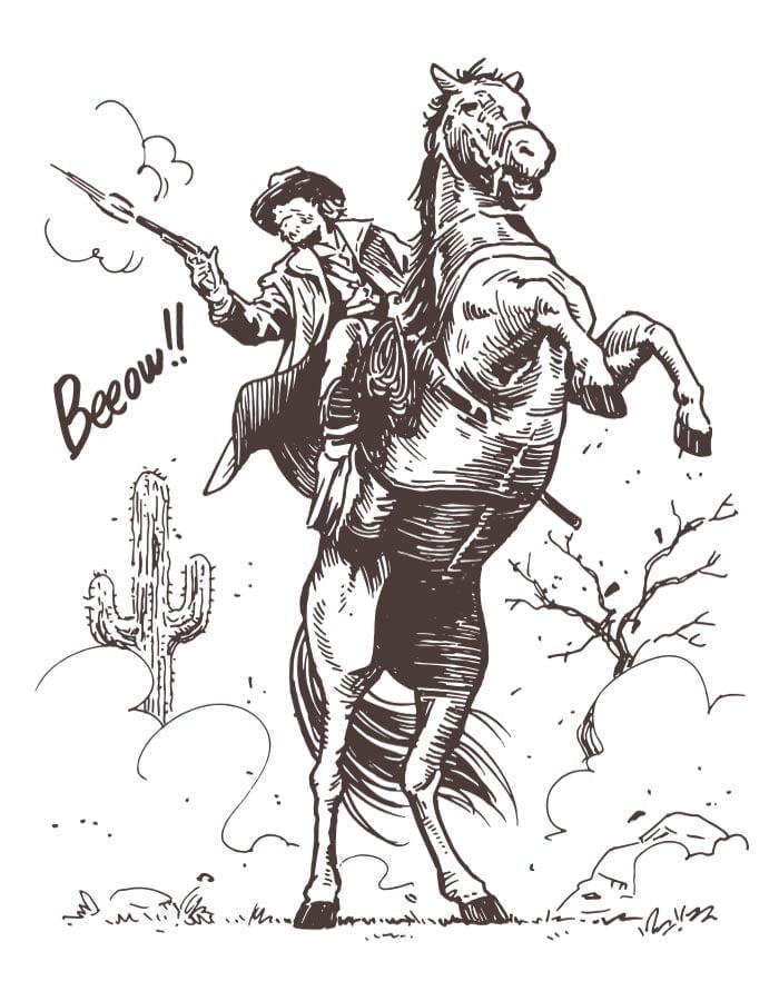 Gay Cowboy Drawing #477Z In Pencil • Condren Galleries