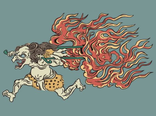 Ogniste koło / Yokai / Rysunek autorstwa Sawaki Sushi