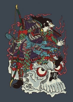 Wakangokizoroi Skull / Ukiyo-e japonês por Tsukioka Yokutoshi