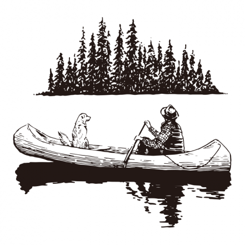 Silent river / rowing boat / canoe / kayak / Drawing