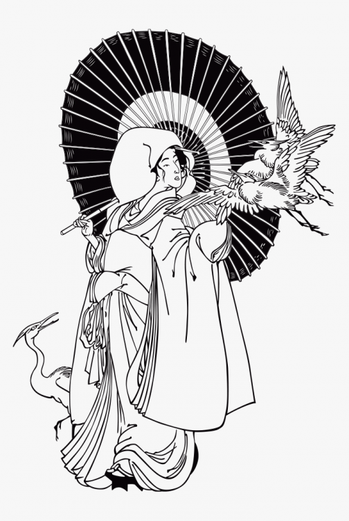 Oblubienica żurawia Japońskie opowieści / Japoński rysunek Ukiyo-e autorstwa Tsukioka Yoshitoshi