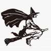 Halloween / Een heks vliegt door de nachtelijke hemel - Afbeelding 2