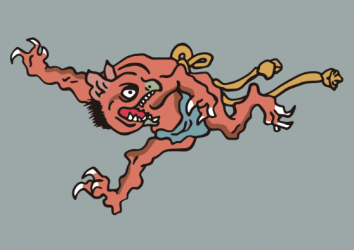 Японский ёкай / рисунок демона, выполненный Каванабэ Кёсаем