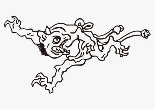Japanse Yokai / Demonen tekening door Kawanabe Kyosai