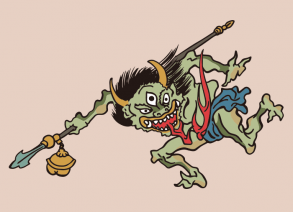 Japanische Yokai-/Dämonen-Zeichnung von Kawanabe Kyosai