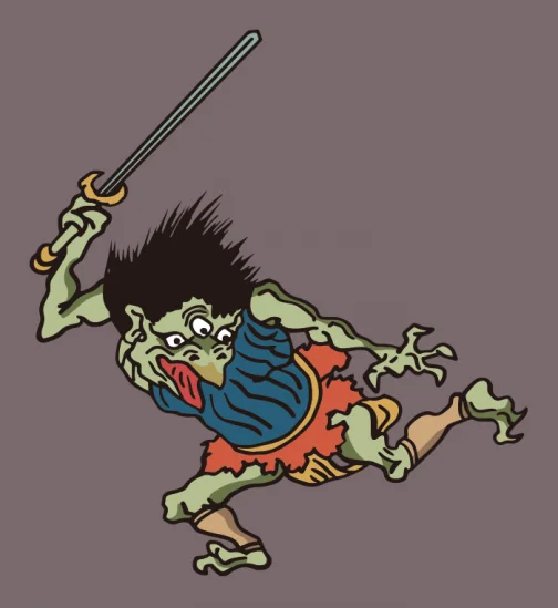 Japoński rysunek Yokai / Demona autorstwa Kawanabe Kyosai