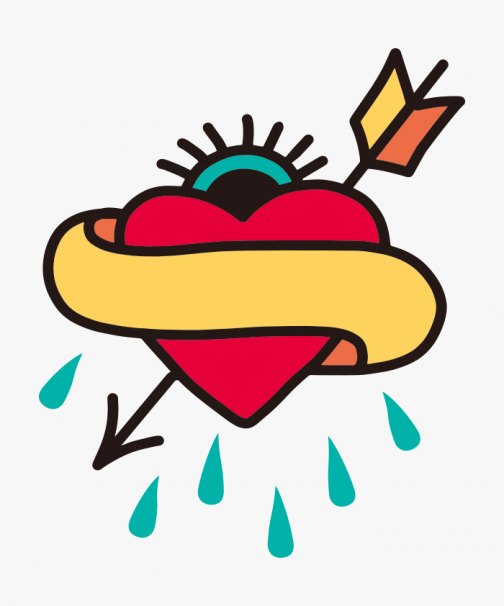 Logotipo del corazón / Tradicional americano / Dibujo