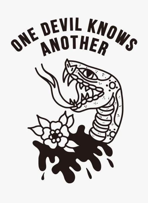 Testa di serpente tagliata / Disegno tradizionale americano