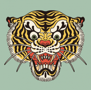 Tigre Retro japonês - Desenho