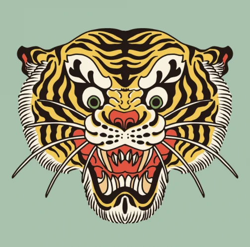 Tigre rétro japonais - Dessin