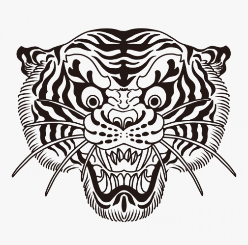 Japanese Retro Tiger - Drawing