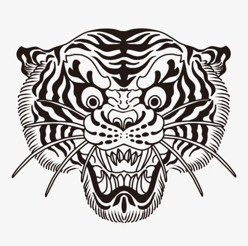 Tigre rétro japonais - Dessin