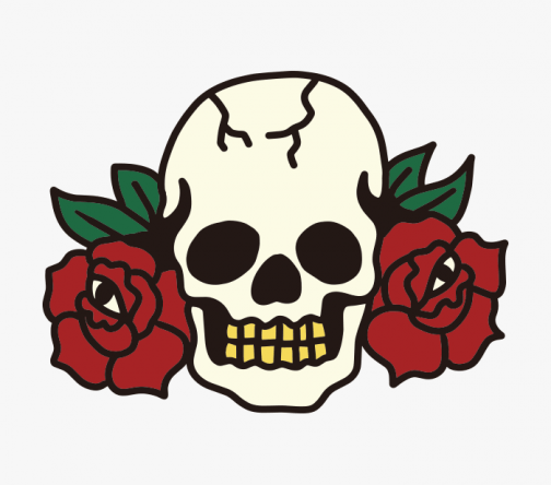 American Traditional Skull with Rose / Drawing