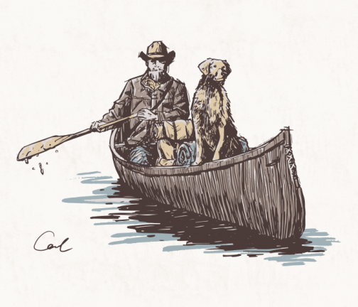 Silent river 02 / rowing boat / canoe / kayak / Drawing