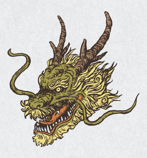 Cabeza de dragón japonés 01 / Dibujo