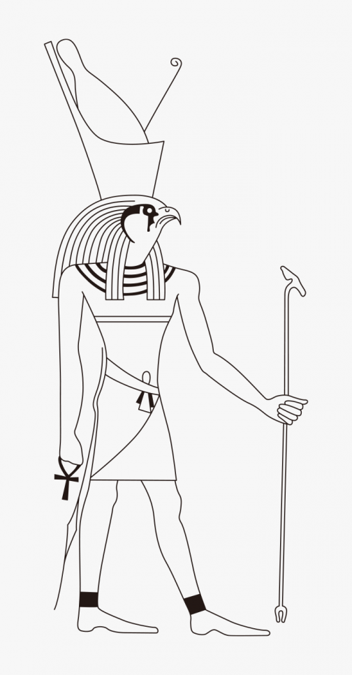 Egyptisch motief / God Horus / Egypte / Tekening