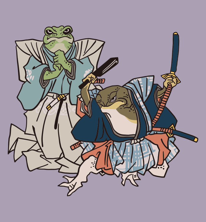 Samurai Frog / Japanese Ukiyoe Drawing by Utagawa Kuniyoshi ai