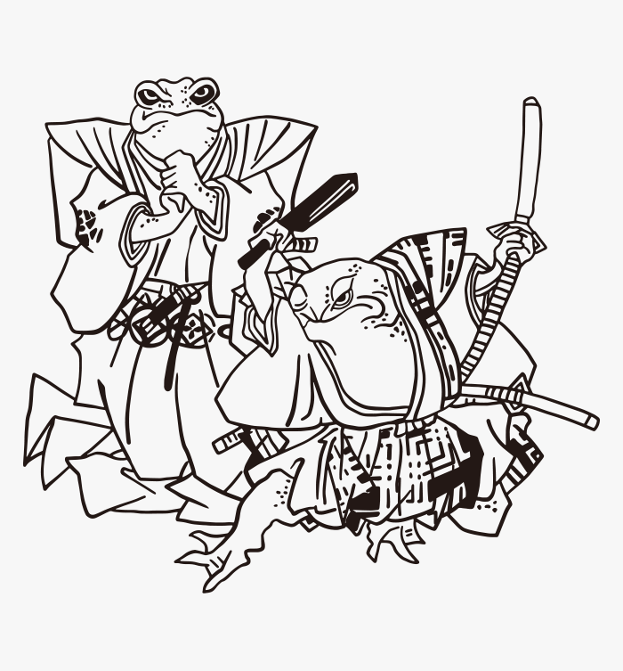 Samurai Frog / Japanese Ukiyoe Drawing by Utagawa Kuniyoshi ai