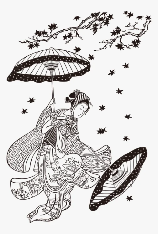 Herbstblätter und Frauen Japanisches Ukiyo-e von Suzuki Harunobu