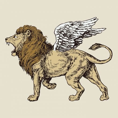 Sharbhesha - Eine Zeichnung eines Löwen mit Flügeln