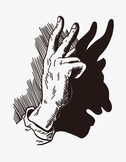 用手指做魔鬼的手势 - 绘画