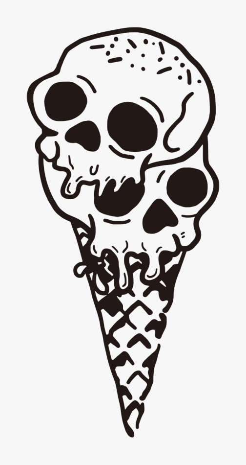 溶けるドクロアイスクリームのイラスト