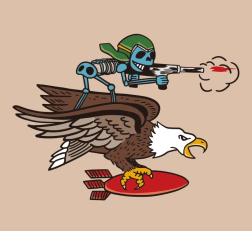 Style rétro - crâne de soldat avec aigle - Dessin