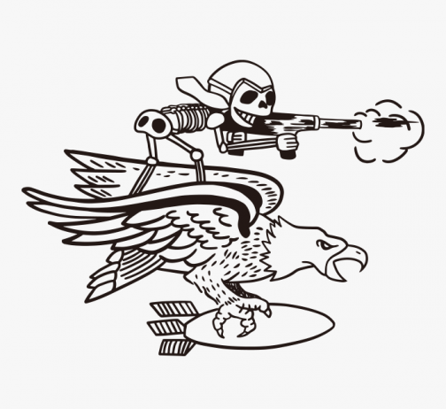 Retro style - skull soldier with eagle - Drawing
